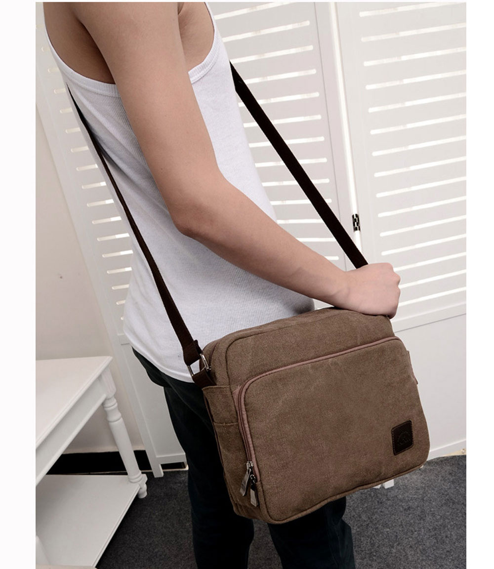 Unisex 7.2 L Letter Embellishment Dual Purposes Shoulder Crossbody Canvas Messenger Bag