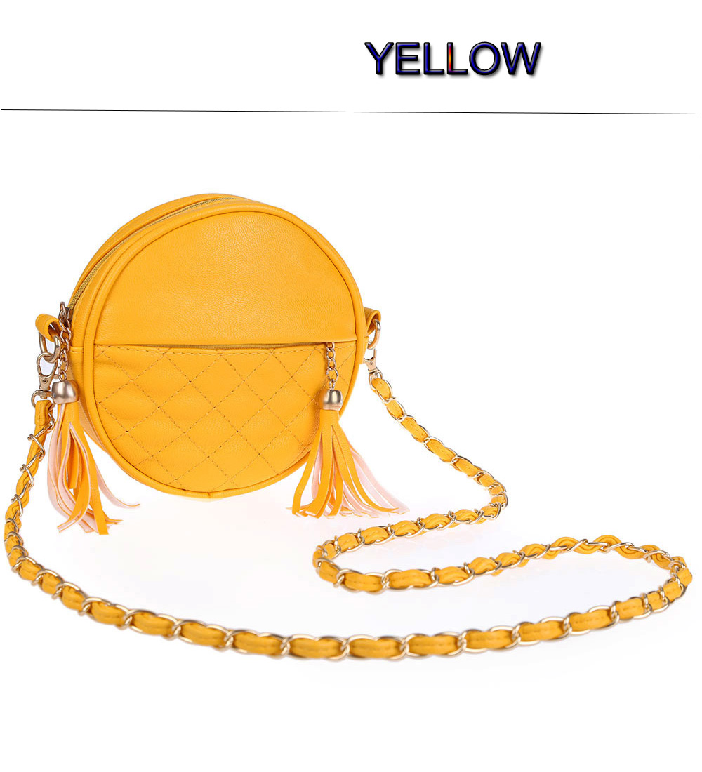 Guapabien Plaid Tassel Round Detachable Chain Belt Strap Shoulder Messenger Bag