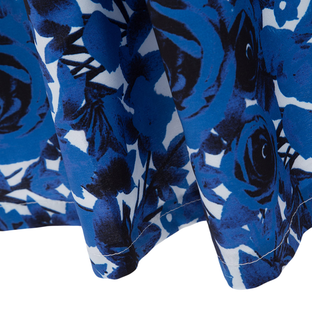 Stylish Round Collar Sleeveless Floral Print Sash Waist Bowknot A-Line Women Maxi Party Dress