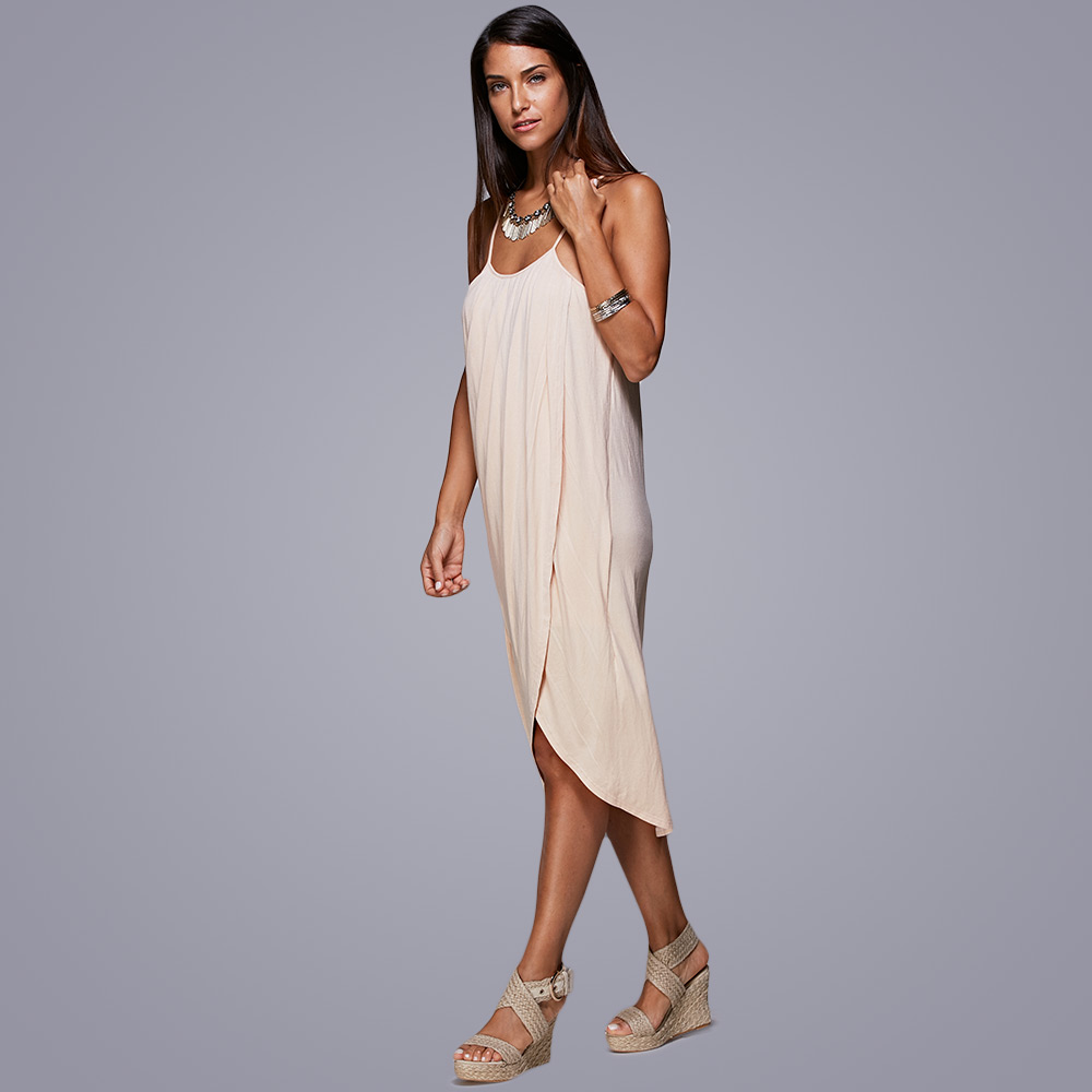 Spaghetti Strap Draped Summer Slip Dress