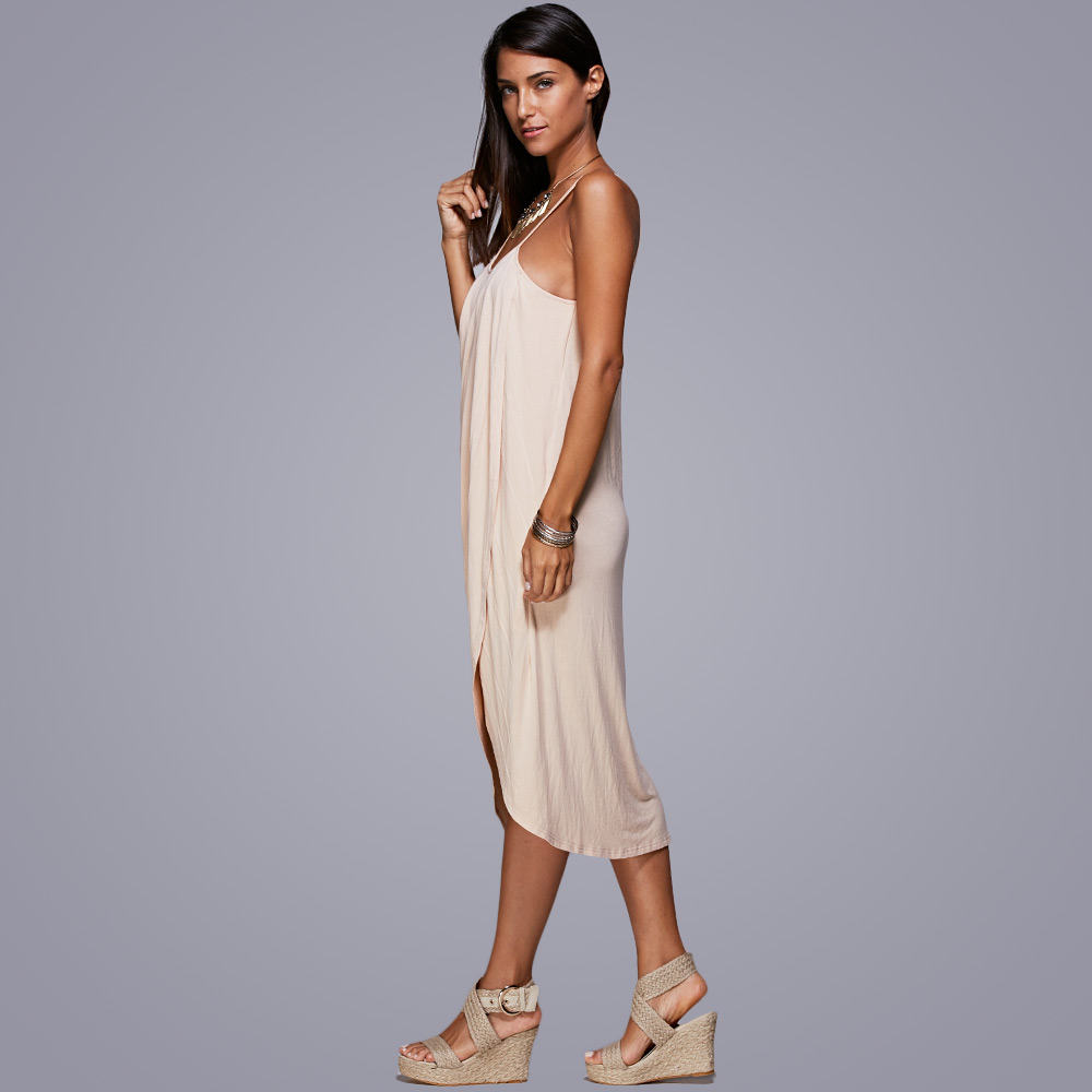 Spaghetti Strap Draped Summer Slip Dress