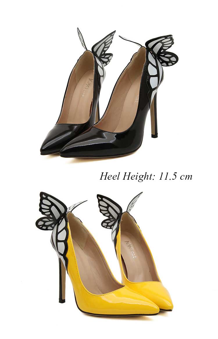 RainbowCat Sexy Butterfly Pointed Toe Color Block Women High Heel Leather Shoes