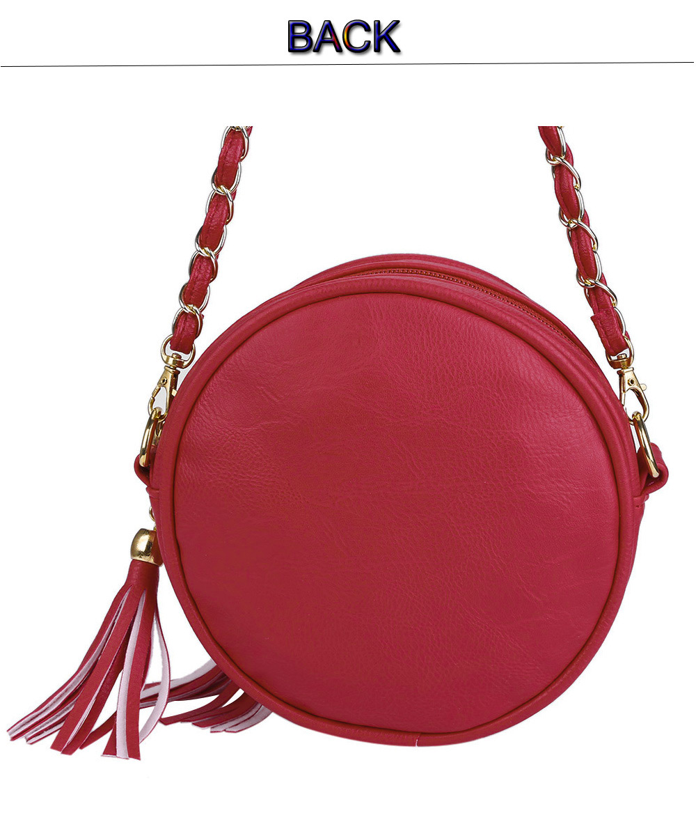 Guapabien Plaid Tassel Round Detachable Chain Belt Strap Shoulder Messenger Bag