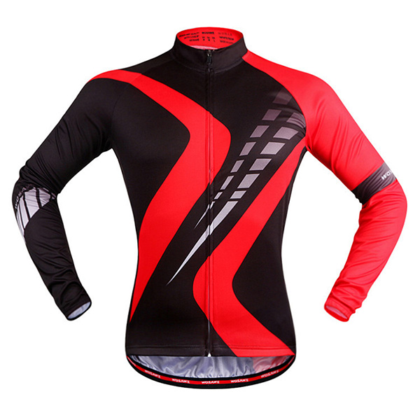 Breathable Sport Long Sleeve Black with Red Cycling Jersey