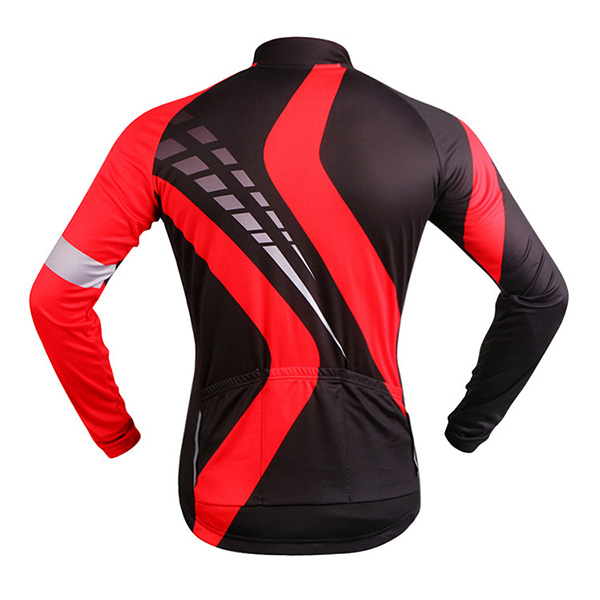 Breathable Sport Long Sleeve Black with Red Cycling Jersey