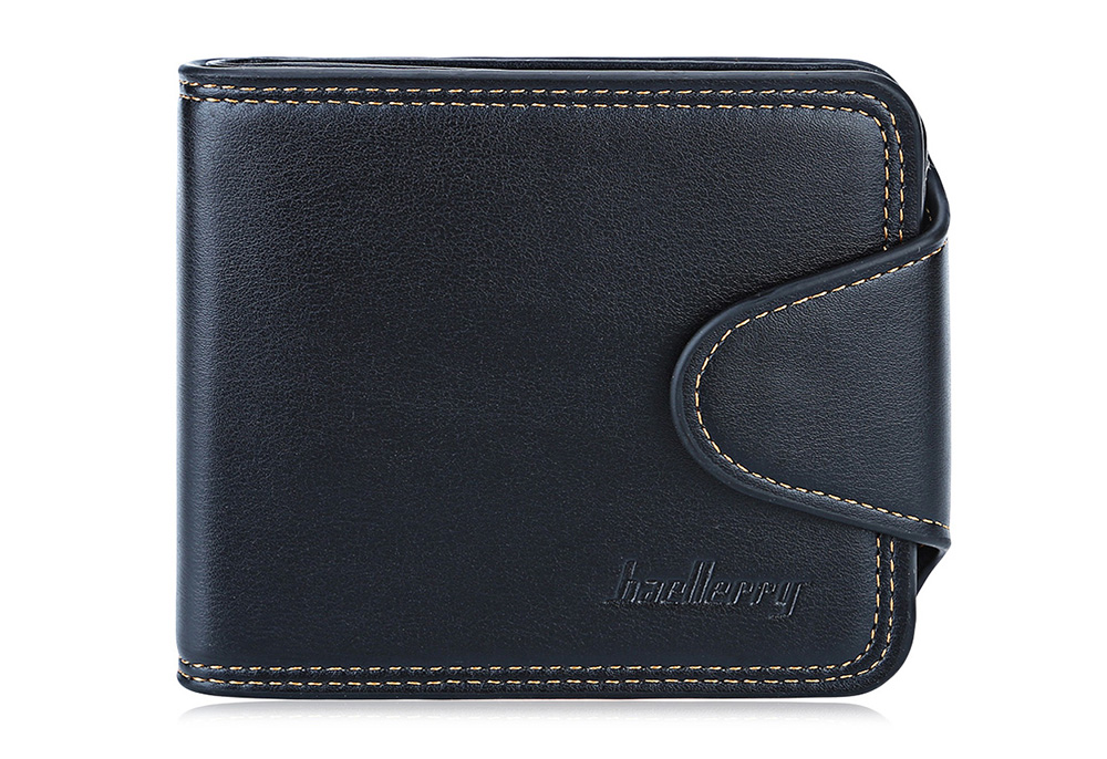 Baellerry Thread Solid Color Men Horizontal Cash Coin Photo Card Wallet