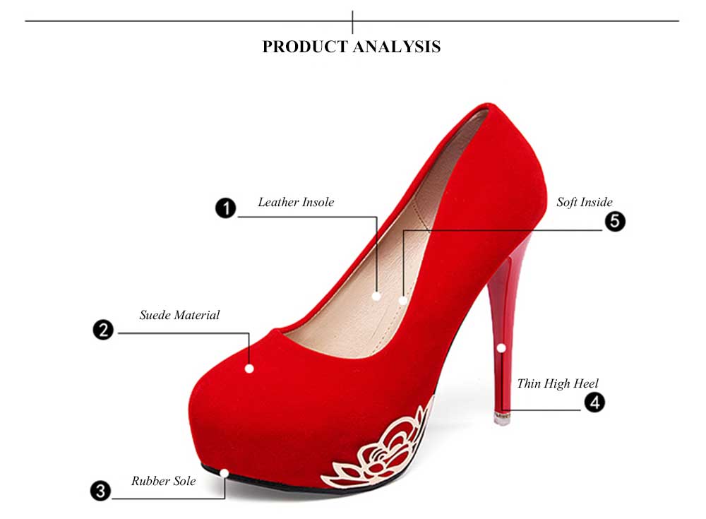 Fashionable Floral Decoration Thin High Heel Shoes for Women