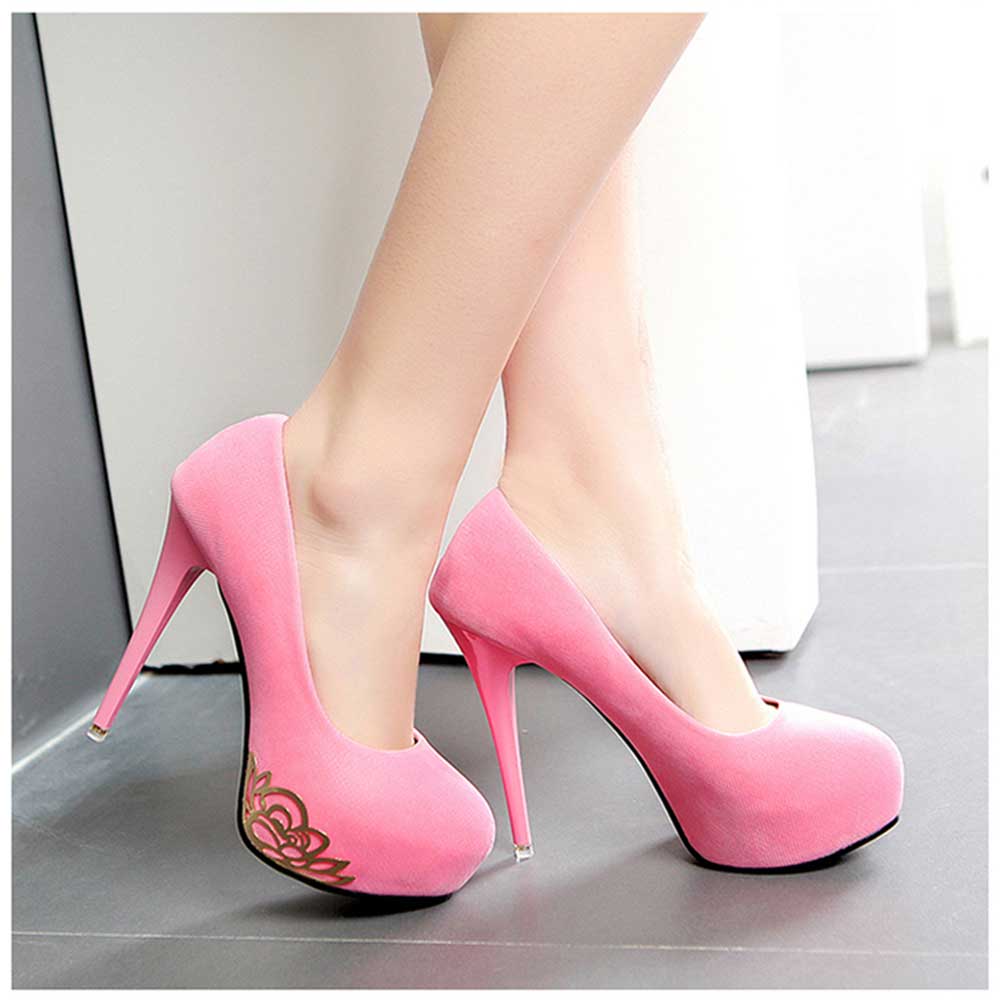 Fashionable Floral Decoration Thin High Heel Shoes for Women