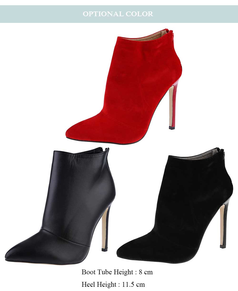 Sexy Zipper Design Pointed Toe Thin High Heel Ankle Boots for Women