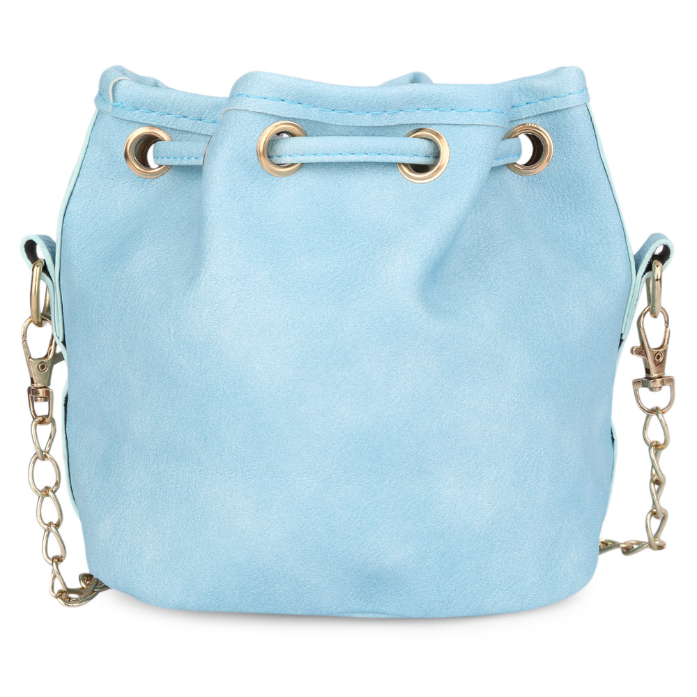 Guapabien Fashionable Pure Color Diagonal Chain Strap Drawstring Design Shoulder Bag