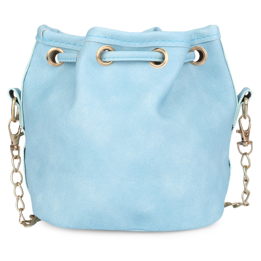 Guapabien Fashionable Pure Color Diagonal Chain Strap Drawstring Design Shoulder Bag