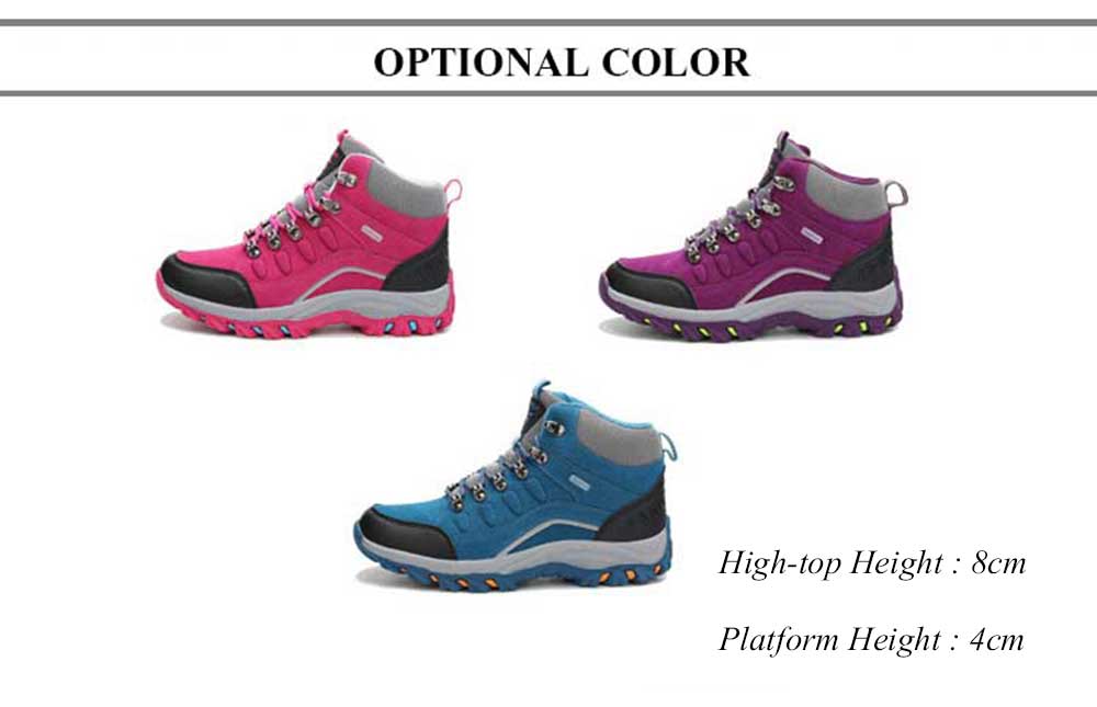 Casual Outdoor Block Color Lace Up Hiking Sports Shoes for Women