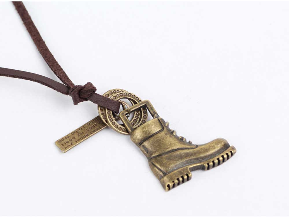 Fashionable Platform Boots Pattern Adjustable Leather Necklace for Unisex