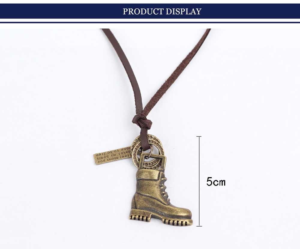 Fashionable Platform Boots Pattern Adjustable Leather Necklace for Unisex
