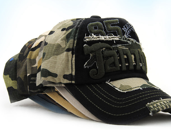Camouflage Letters Embroidery Spliced Baseball Hat