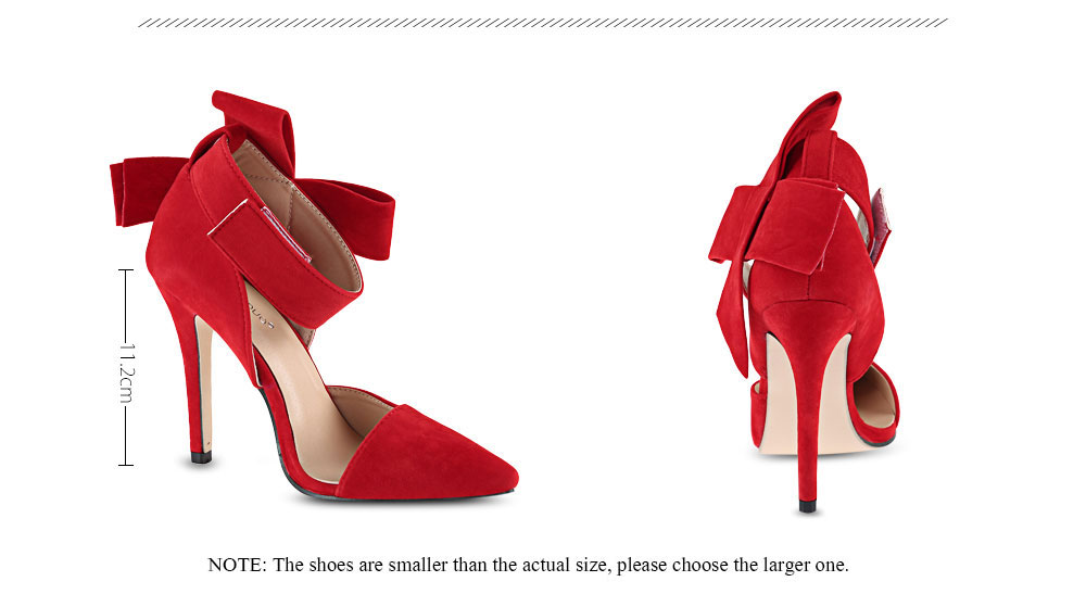 GUMANDUO Elegant Oversize Bowknot Embellishment Magic Tape High Heel Shoes for Women