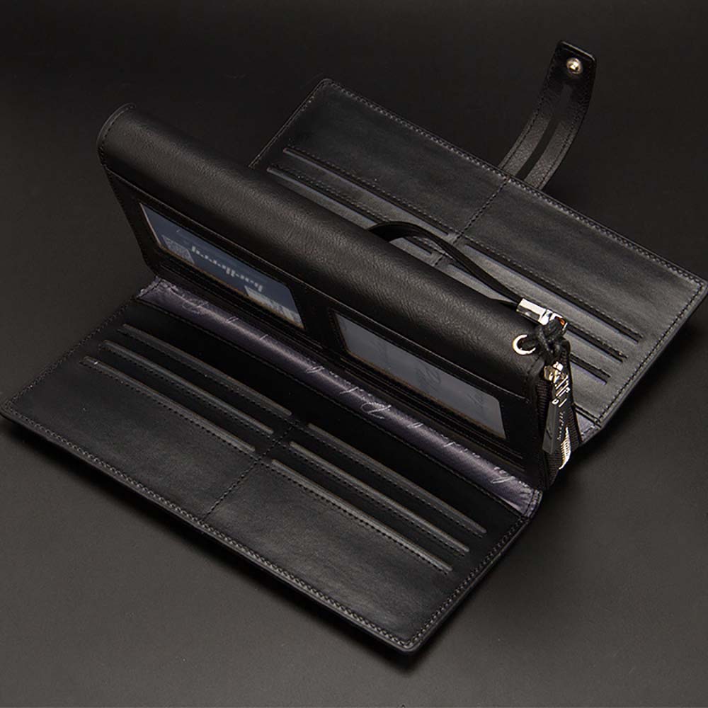 Baellerry Letter PU Leather Handle Strap Card Holder Men Clutch Wallet