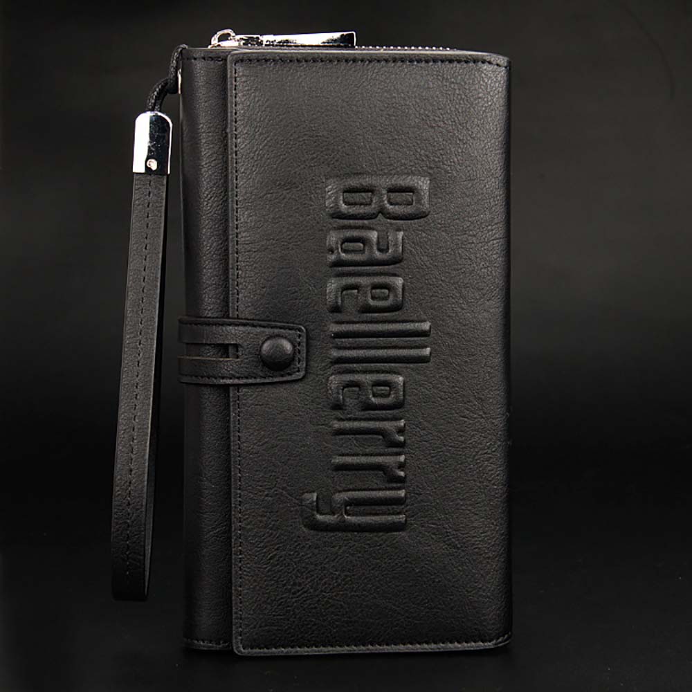 Baellerry Letter PU Leather Handle Strap Card Holder Men Clutch Wallet
