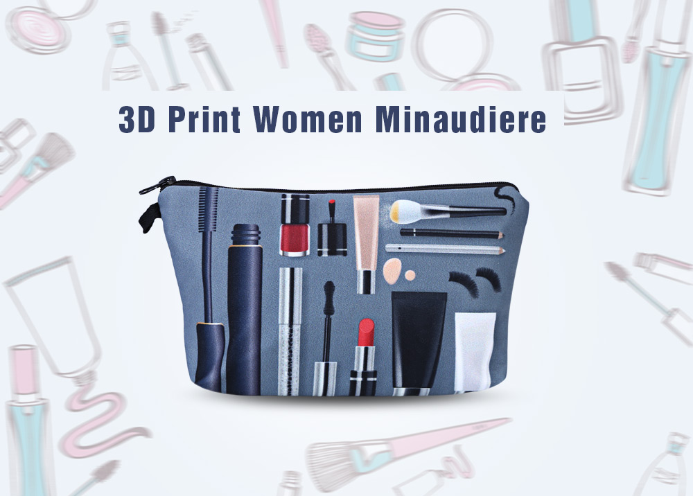 3D Cosmetics Print Clutch Makeup Bag