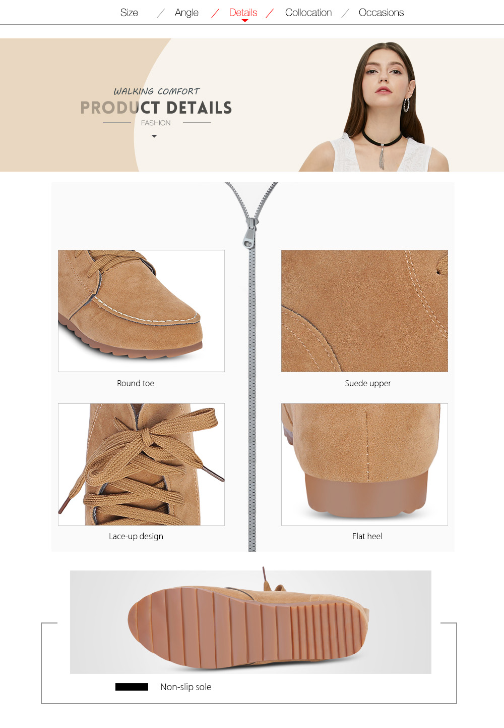 Trendy Round Toe Lace-up Suede Elevator Shoes Women Ankle Boots