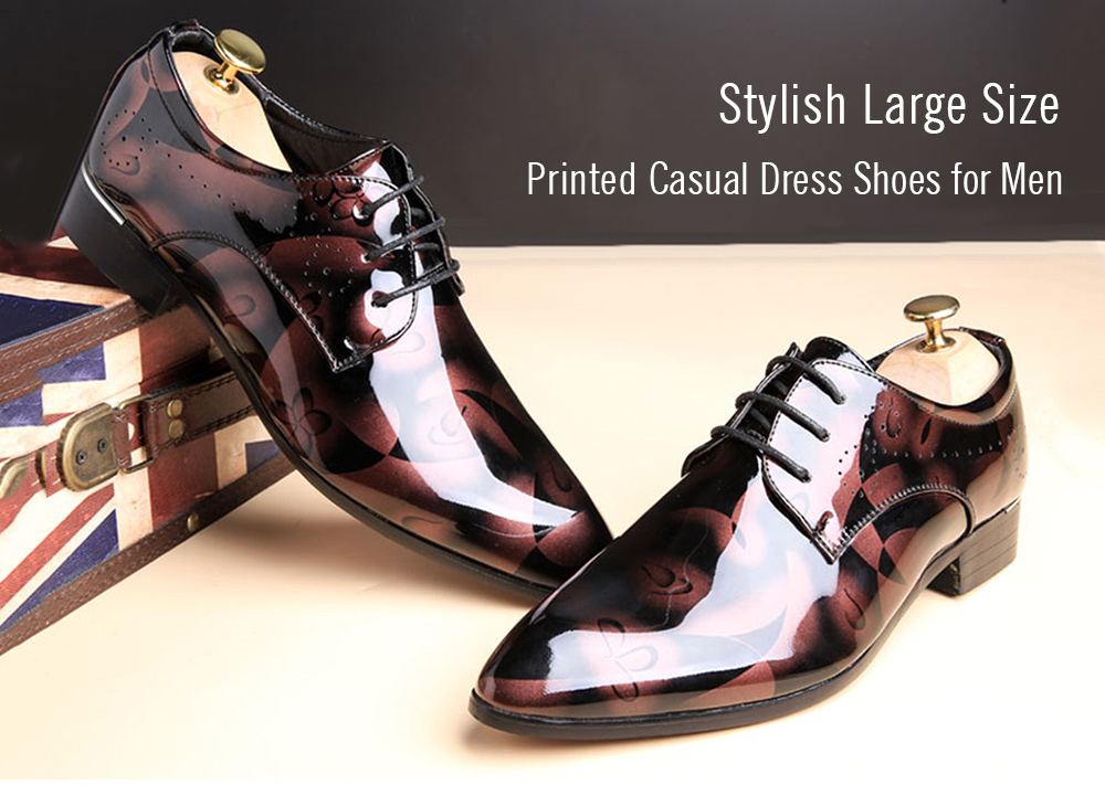 Stylish Large Size Printed Casual Dress Shoes for Men