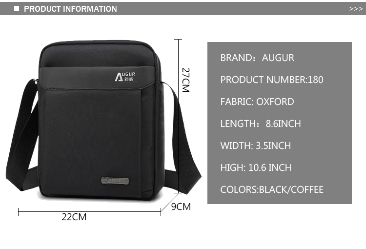 AUGUR Men's Shoulder Crossbody Bags Male Vintage Executive Briefcase for Documents Men Small Casual Bag