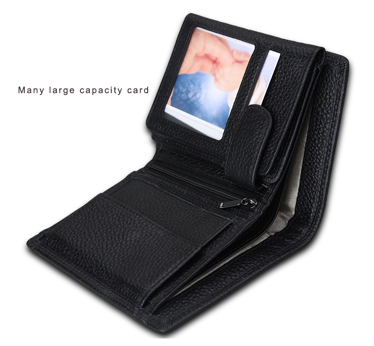 Men Leather Wallet Multifunctional Vertical Section Male Purses