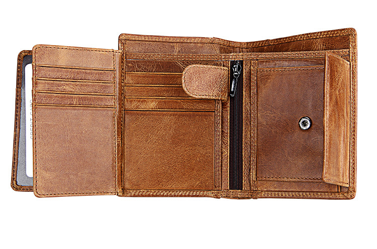 Men Leather Wallet Multifunctional Vertical Section Male Purses