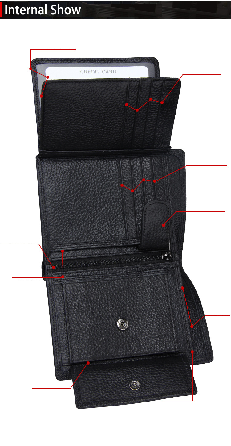 Men Leather Wallet Multifunctional Vertical Section Male Purses