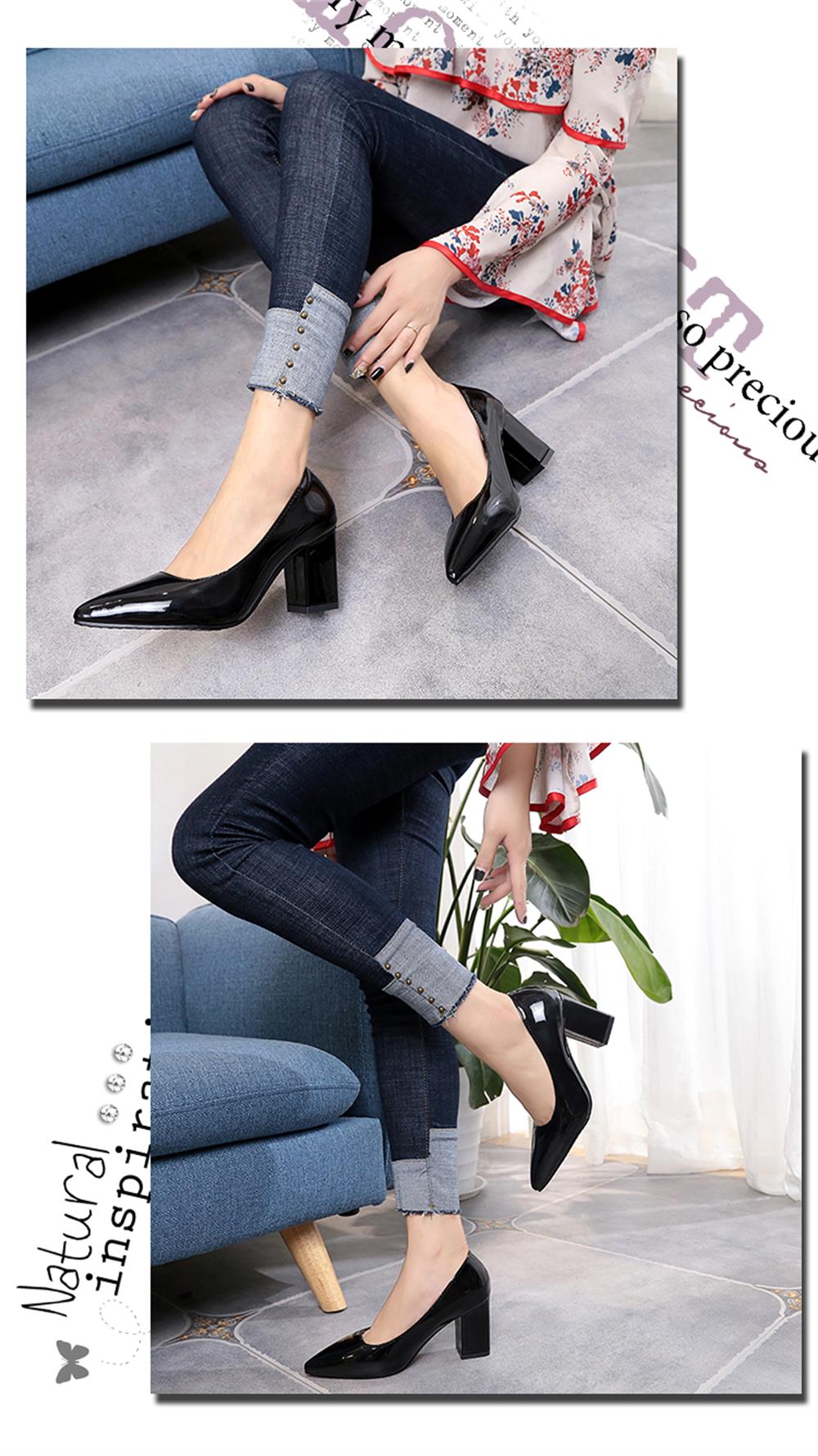 NJ-588 Nude Female Temperament High-heeled Feet Thick Shallow Muzzle Pointed Shoes Merchandiser