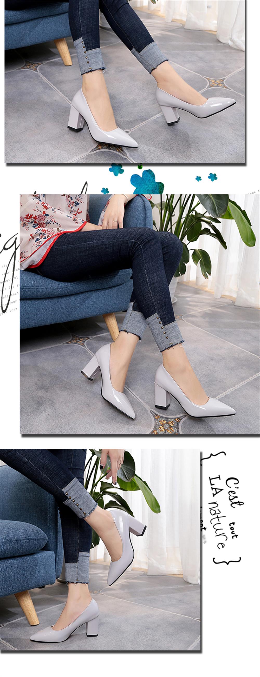 NJ-588 Nude Female Temperament High-heeled Feet Thick Shallow Muzzle Pointed Shoes Merchandiser