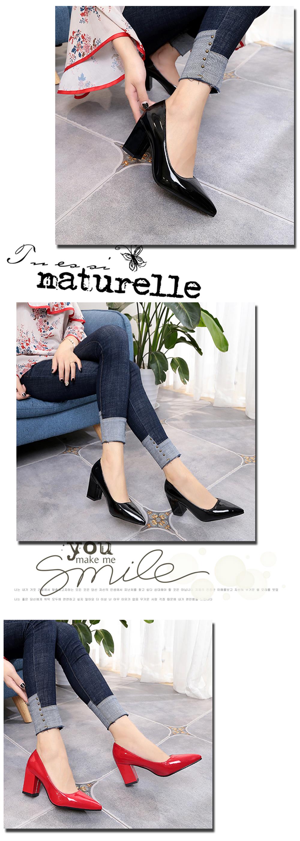 NJ-588 Nude Female Temperament High-heeled Feet Thick Shallow Muzzle Pointed Shoes Merchandiser