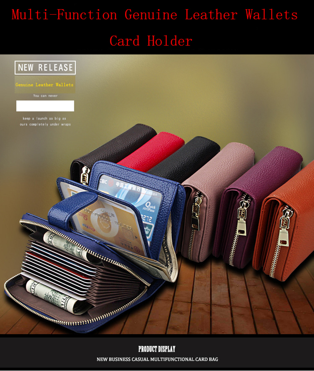 Fashion Women Genuine Leather Wallets Mini Cowhide Bag Card Holder