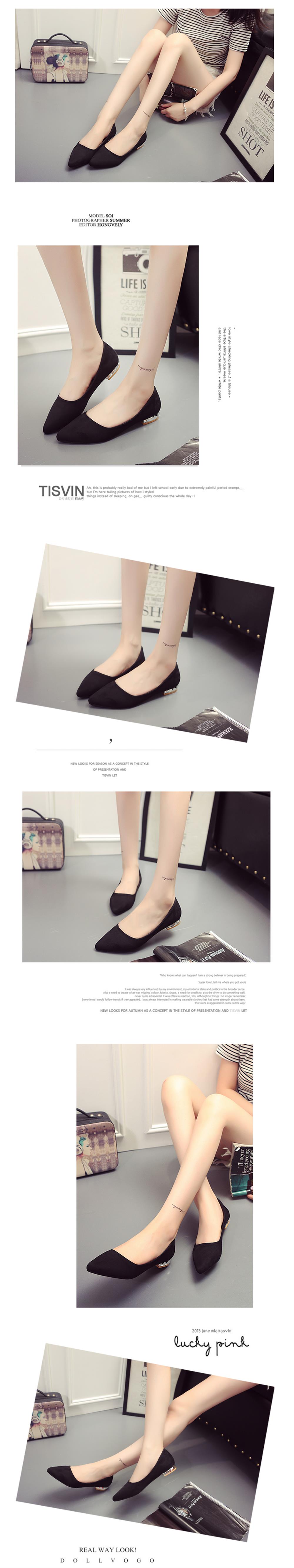 Shallow Mouth Pointed Head Female Small Heel Suede Leisure Shoes