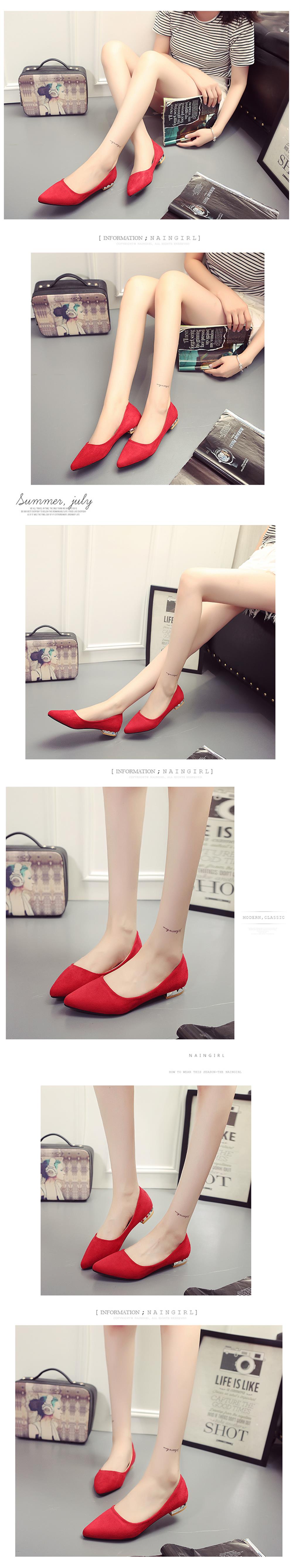 Shallow Mouth Pointed Head Female Small Heel Suede Leisure Shoes