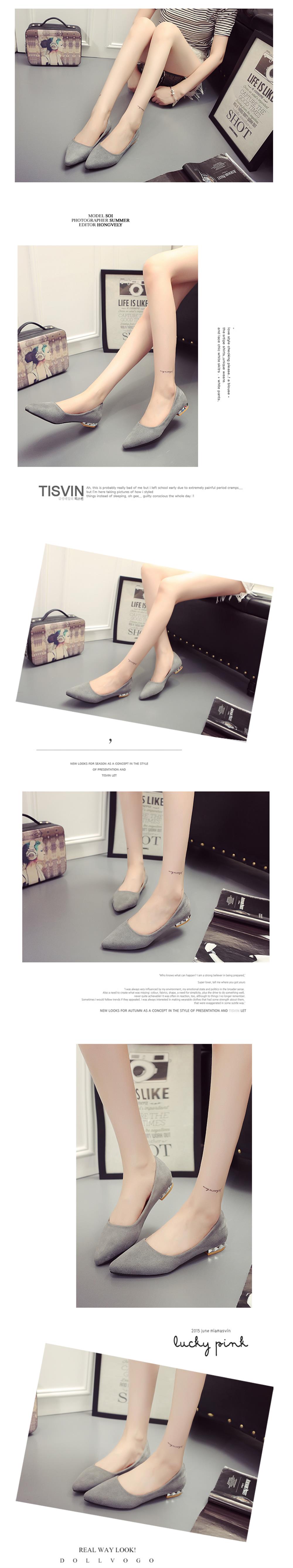 Shallow Mouth Pointed Head Female Small Heel Suede Leisure Shoes