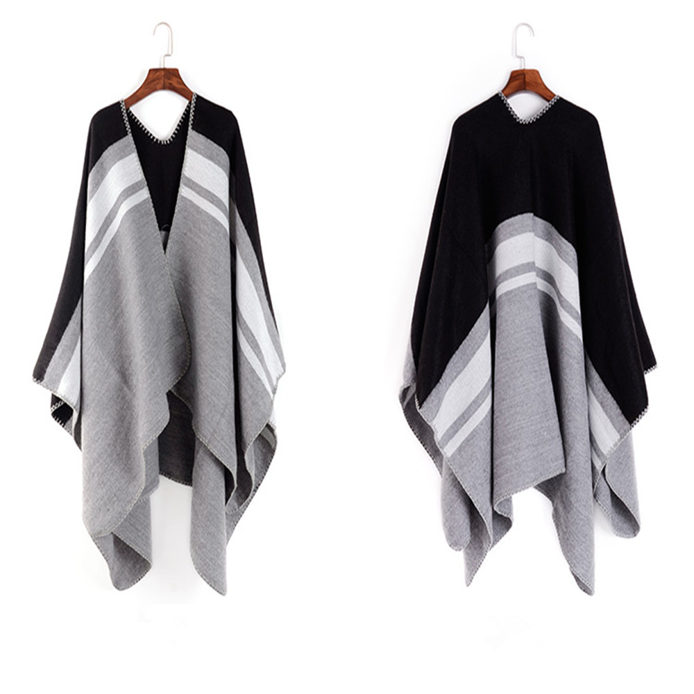 Pure color striped two sided tassel like cashmere shawl