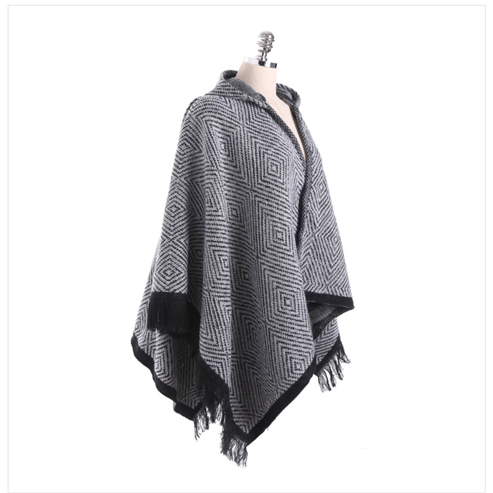 Hooded cloak all-match thickened fringed Scarf Shawl