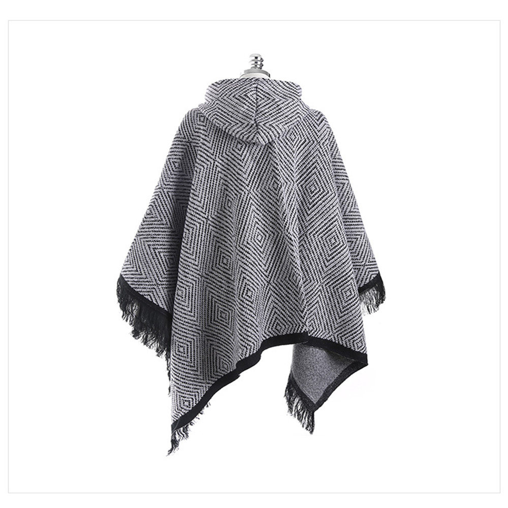 Hooded cloak all-match thickened fringed Scarf Shawl