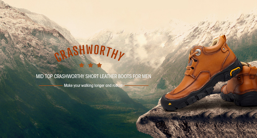 Fashion Anti-slip Mid Top Leather Boots for Men