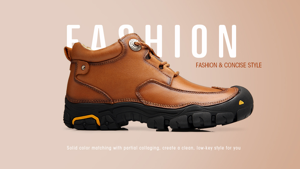 Fashion Anti-slip Mid Top Leather Boots for Men