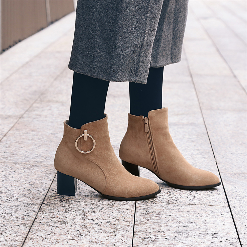 Shoes Miss Ascpf07-6 Thick and Round Head Fashion Ankle Boots