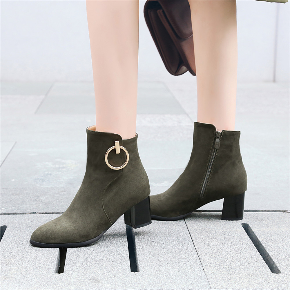 Shoes Miss Ascpf07-6 Thick and Round Head Fashion Ankle Boots