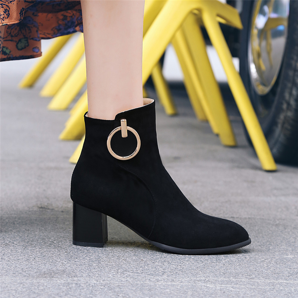 Shoes Miss Ascpf07-6 Thick and Round Head Fashion Ankle Boots