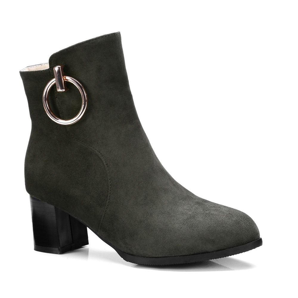 Shoes Miss Ascpf07-6 Thick and Round Head Fashion Ankle Boots