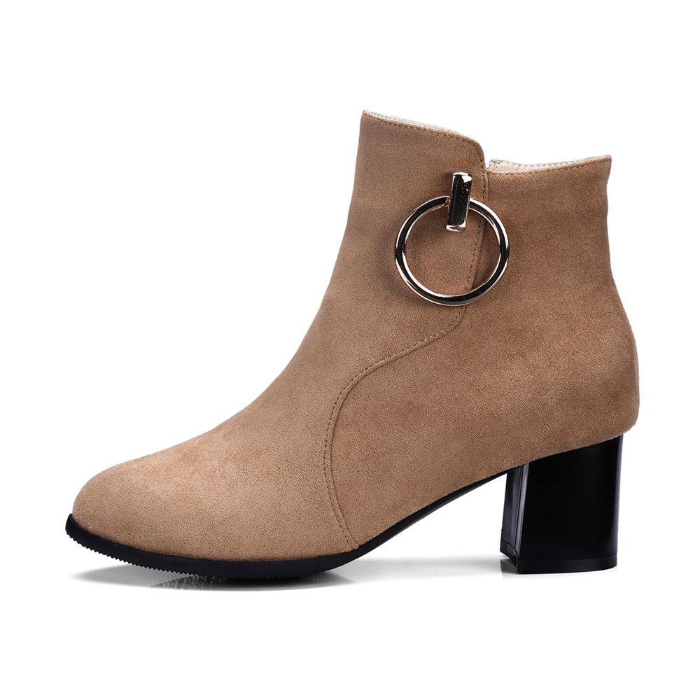 Shoes Miss Ascpf07-6 Thick and Round Head Fashion Ankle Boots