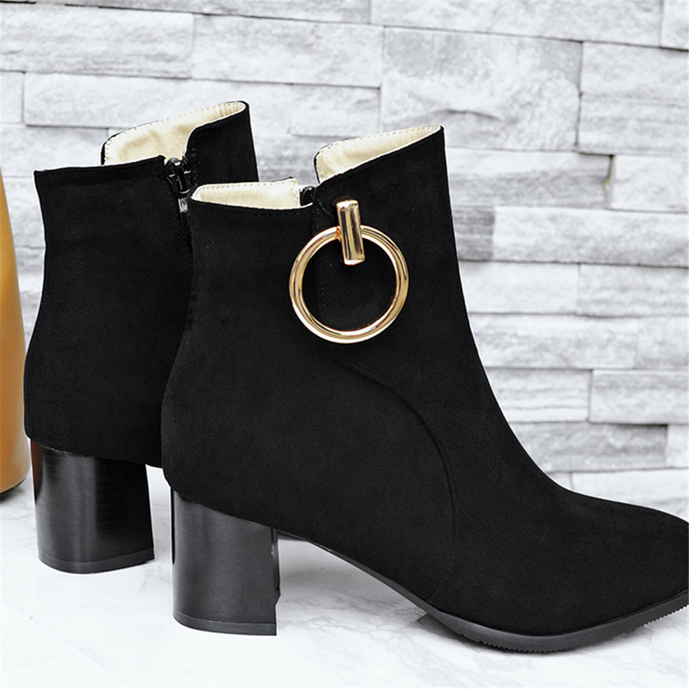 Shoes Miss Ascpf07-6 Thick and Round Head Fashion Ankle Boots