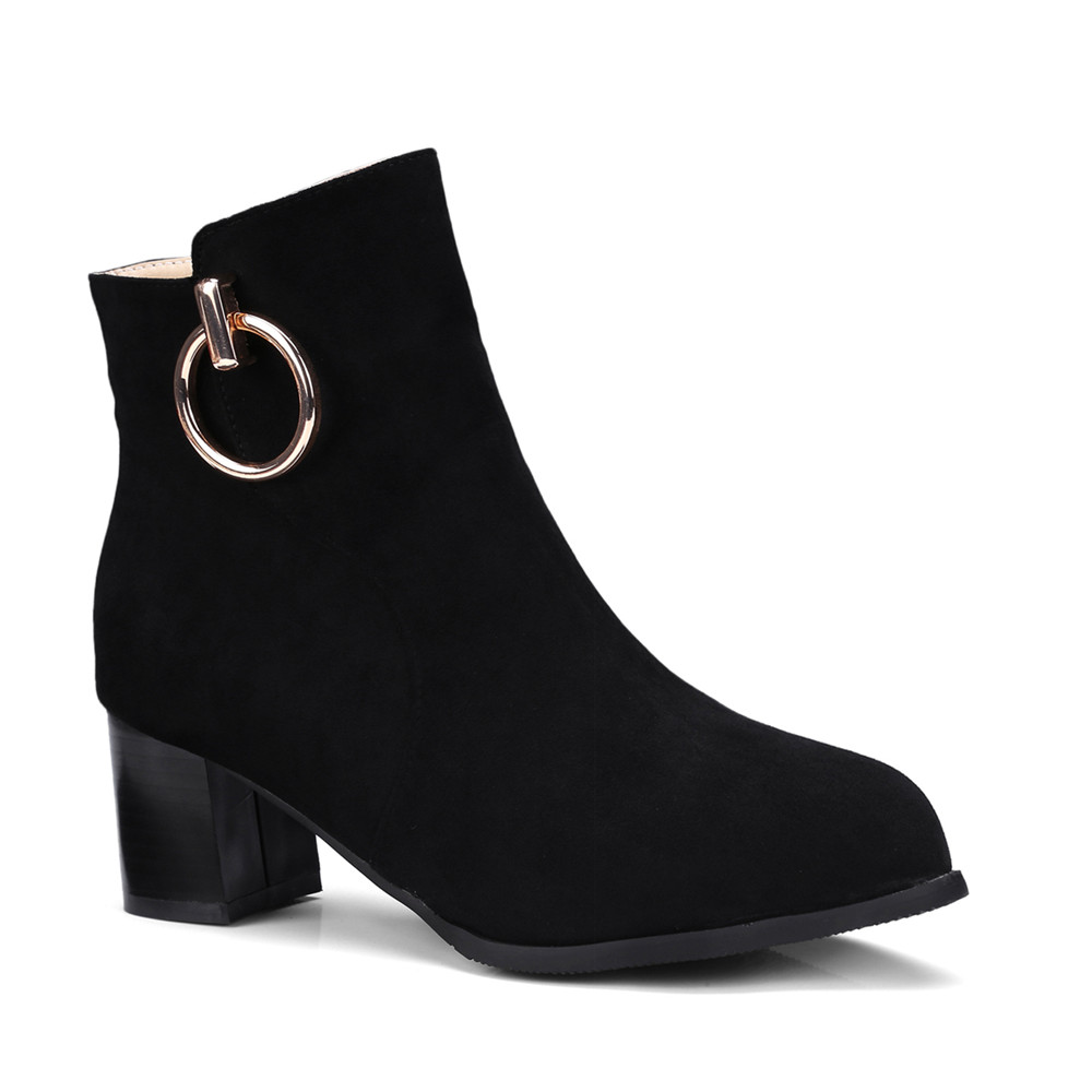 Shoes Miss Ascpf07-6 Thick and Round Head Fashion Ankle Boots