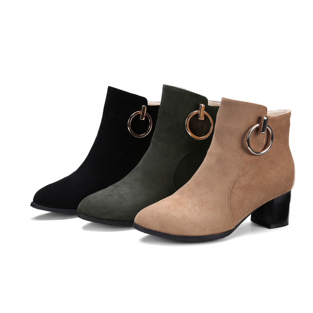 Shoes Miss Ascpf07-6 Thick and Round Head Fashion Ankle Boots