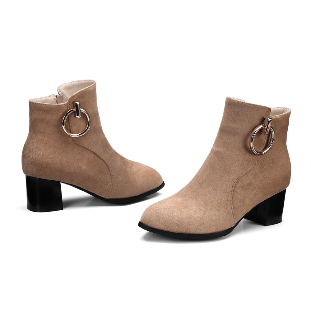 Shoes Miss Ascpf07-6 Thick and Round Head Fashion Ankle Boots